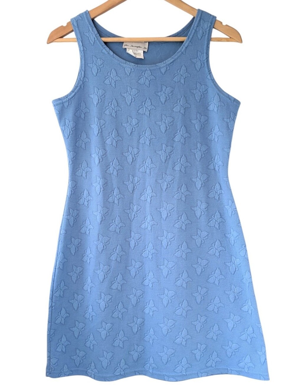 90s Vintage Butterfly Print Baby Blue Sleeveless Mini Dress